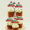 Rsstarxi 24 Pack Merry Christmas Cupcake Toppers Red Green Glitter Santa Hat Merry Christmas Cupcake Picks for Christmas Theme Xmas Holiday Kids Birthday Party Cake Decorations Supplies