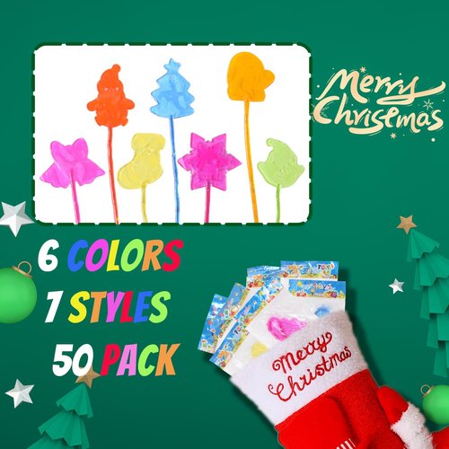 NAISEN 50PCS Christmas Sticky Hands Toys Party Favors for Kids, Christmas Stretchy Toys for Christmas Stocking Stuffers, Pinata Fillers, Kids Christmas Gifts Goodie Bag stuffers