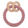 Dirbabi Baby Teether, One Piece Design Silicone & Beech Teething Ring Toy for Babies, BPA Free (Power Rose)