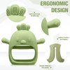 3 Pack Baby Teether Teething Toys for Babies 0-6 Months Baby Teething Toy Silicone Anti Dropping Infant Hand Teether Pacifiers Wrist Hand Chew Toys for Sucking Needs (Olive Green, Red, Yellow, Chick)