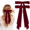 2PCS Wine Red Velvet Bows Hair Clips, 5" Bow Hair Clips Elegant Velvet Hair Bows for Women Girls Non-Slip Alligator Clips Cute Hair Accessories for Toddlers Kids Baby Valentine's Day Christmas Gifts