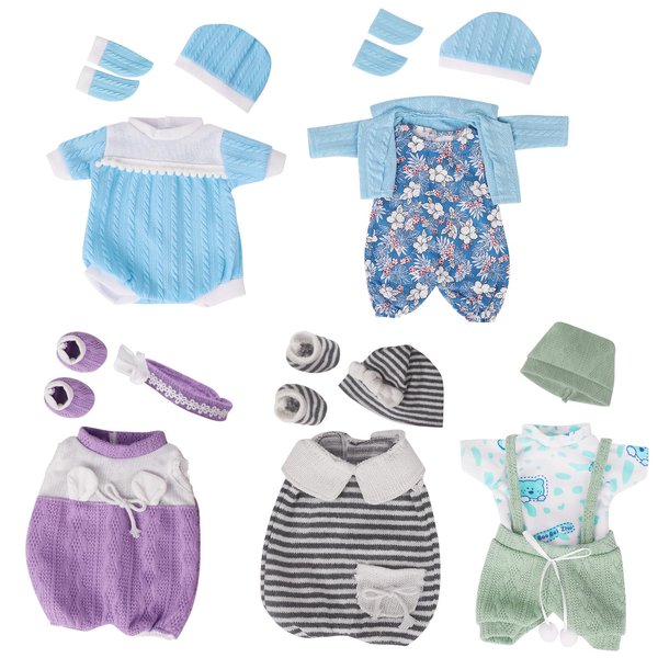ARTST Baby Doll Clothes, 12 inch Doll Clothes for Baby Alive Dolls, 5 Set Knitted Doll Outfit Accessories for 10-12 inch Baby Dolls Girls Boys