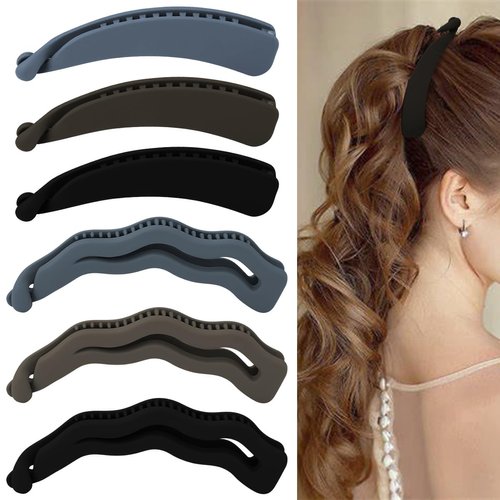 Hapdoo 6PCS Matte Banana Hair Clips for Thick & Thin Hair, Medium Strong Hold Ponytail Bun Holders, Hair Jaw Clips Barrettes Styling Accessories for Women & Girls