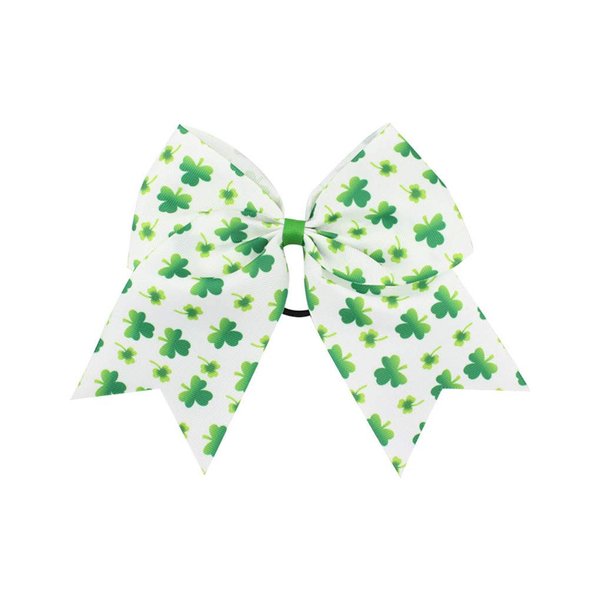 St. Patrick's Ponytail Holder Girls Cheerleader Hair Bow Green Hair Ring Tie JHSP39 (Green Clover)