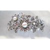 Generic Silver flower shaped pearl and crystal hair barrette clip bridal clip bridal