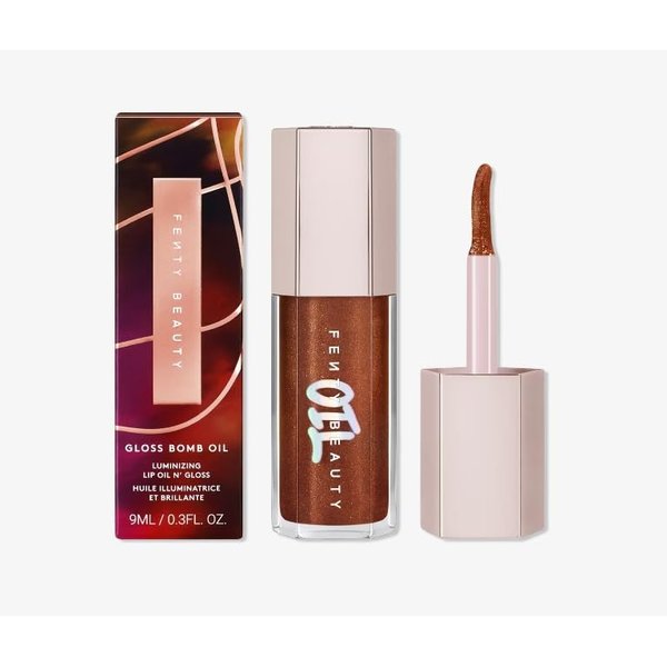 FENTY BEAUTY by Rihanna Gloss Bomb Oil Luminizing Lip Oil 'N Gloss - 0.3 oz / 9 mL (Coppa Cookie (copper), standard)