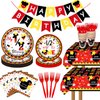 117 Pcs Red Cartoon 1/2 Way to One Party Decorations - Half Way to First Plates Napkins Cups Tablecloths for Baby Shower Boy 6 Months Birthday Party Decorations Supplies - 20 Guests