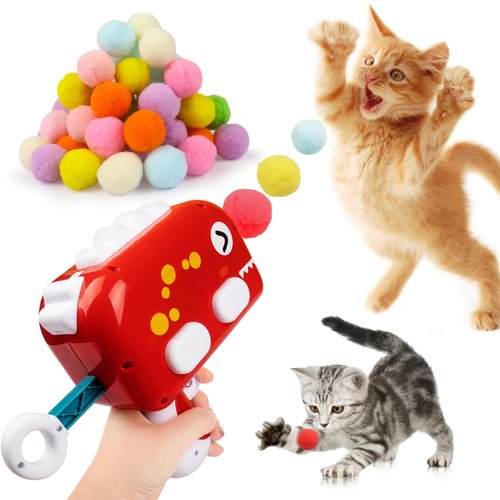 Mewlmart Cat Toys Interactive for Indoor Cats Kitty Toys Cat Toys for Indoor Cats Cat Ball Toy Pom Pom Balls Plush Ball Launcher for Cats Puff Balls Cat Enrichment Toys 30 Plus Balls