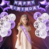 Purple 10th Birthday Decorations for Girls, Includes Happy Birthday Banner, Balloons, Silver Crown, Lavender Glitter Double Digits 10 Cake Topper and It’s my 10th Birthday Sash, 10th Birthday Gifts
