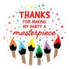 Art Birthday Party Thank You Labels, Paint Party Decorations - 40 Stickers