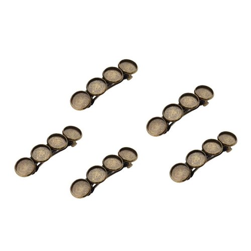 EXCEART Snap Hair Clips 5 Pcs Bronze Hair Clip Round Settings Blank Hairgrip Base Trays Bobby Hair Barrette Bezel Holder For DIY Headdress Jewelry Making Accessories 12mm Metal Hair Clips