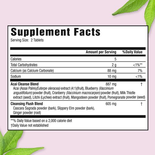 Applied Nutrition 14-Day Acai Berry Cleanse - 56 Tablets, Pack of 2 - Weight-Loss Support Flush + Milk Thistle - 56 Total Servings