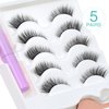 Obeyalash Natural False Eyelashes, 5 Pairs Strip Lashes Set, Eye Lashes Handmade, Natural Look Manga Lashes, Transparent Clear Band, Flutter Spiky Volume Eye Lash 7-10mm