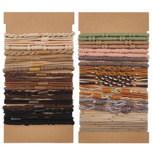 40 Pcs Hair Tie Bracelets, Boho Hair Ties, lyfLux Soft Braided Hair Elastics Bands, Hair Ties for Thick and Thin Hair, No Damage Elastics