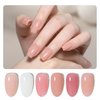 GAOY 6 Colors Rubber Base Gel Set, Jelly Builder Base Nail Gel Nude Sheer White Pink, 2-in-1 Soak Off Base Gel Nail Strengthener, Blush Jelly