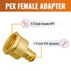 1/2" Pex Fittings, SUNGATOR 1/2 Pex Female Adapter, PEX 1/2" x 1/2" NPT Female Threaded Adapter, 1/2" Pex to 1/2" Female NPT, No Lead Brass 1/2" Pex Fittiings Set, ASTM F1807(6 Pack)