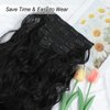 Clip in Hair Extensions Long Wavy Synthetic Hairpieces 20 Inch Black 6PCS Thick Hairpieces Fiber Double Weft Hair for Women