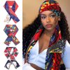 Formery Red Silk Headbands Women Long Satin Edge Scarf for Hair African Pattern Head Wrap to Lay Edges (Pack of 3)