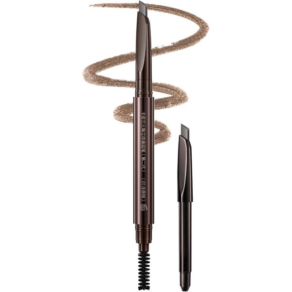 CRASLAN Makeup Brow Eyebrow Definer Pencil, Waterproof, Longlasting, Dual-Sided Brow Brush with Refill & Spoolie, 01 Tea Brown, Triangle Tip