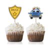 Police Party Cupcake Topper Picks, 24-Pack Boy Girl Cops Baby Shower Or Kids Birthday Party Decorations