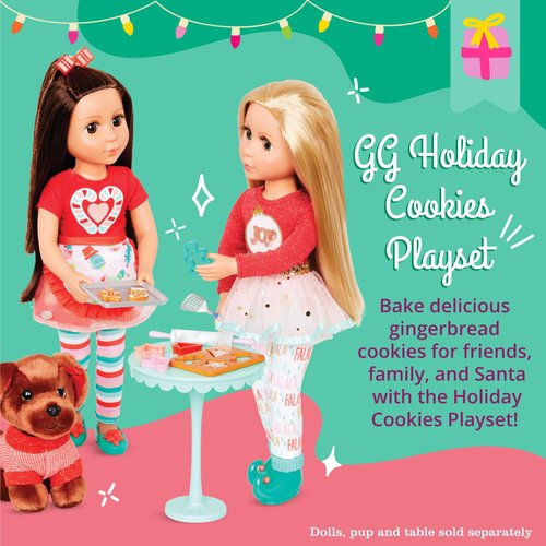 Glitter Girls – Holiday Cookies Set – 23pcs Baking Playset – Apron, Oven Mitt & Kitchen Supplies – 14-inch Doll Accessories – 3 Years + – Holiday Cookies Playset
