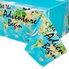 WERNNSAI Adventure World Awaits Tablecloth - 1PC 54" x 108" Travel Themed Party Decorations World Theme Table Cover Plastic Disposable Tablecloth for Boys Graduation Baby Shower Birthday Supplies