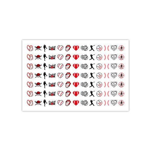DXH NAIL CO Baseball Stitch Nail Decals Baseball Mom Softball Nail Art Water Transfer Sticker (RED)