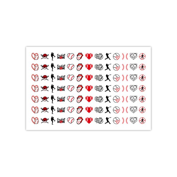 DXH NAIL CO Baseball Stitch Nail Decals Baseball Mom Softball Nail Art Water Transfer Sticker (RED)