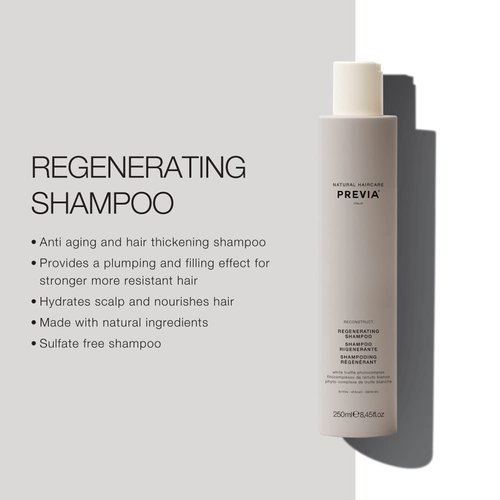 PREVIA Reconstruct Regenerating Shampoo - Damaged Hair Shampoo with White Truffle - Moisturizing Shampoo for Brittle Hair (8.45 oz)