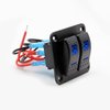 FXC Rocker Switch Aluminum Panel 2 Gang Toggle Switches Dash 5 Pin ON/Off 2 LED Backlit for Boat Car Marine Blue