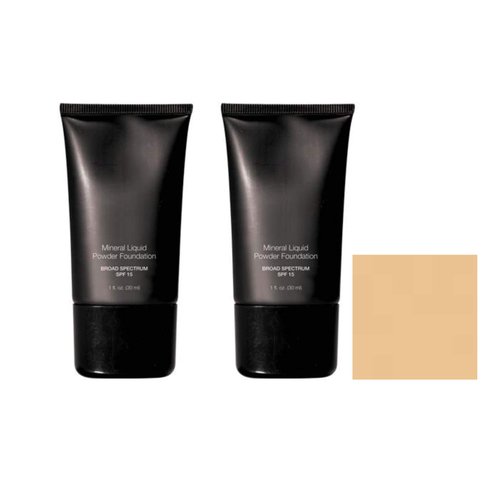 Beauty Deals Mineral Liquid Powder Foundation Broad Spectrum SPF 15 Pack of 2 (Vanilla Cream)