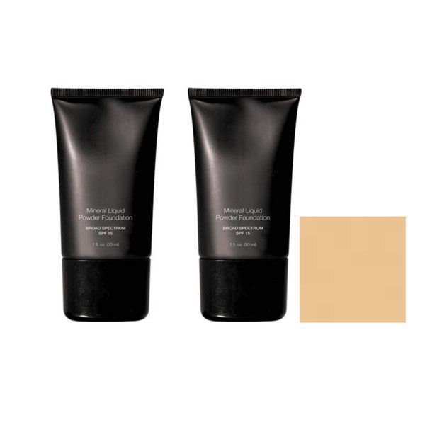 Beauty Deals Mineral Liquid Powder Foundation Broad Spectrum SPF 15 Pack of 2 (Vanilla Cream)