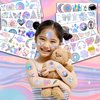 105 PCS Holographic Star Birthday Party Decorations Favors Supplies Temporary Tattoos Decor Pink Bubble Mermaild Disco Club Stickers For Boys Girls Gift School Prizes Rewards