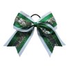 New "SEQUIN GLITTER Green White" Cheer Bow Pony Tail 7 Inch Girls Hair Bows Cheerleading Dance Practice Football Games Competition Birthday Grosgrain Ribbon St. Patty's Day Christmas