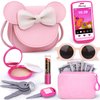 Pretend Play Toddler Girl Purse with Makeup Toys Set, Little Girls Purse Toys for 3 4 5 6 7 Year Old Girl Gifts, Kids Purse for Christmas, Birthday Gifts for Ages 3-5 4-5 6-8 Pink