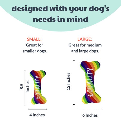 Huxley & Kent for Dogs | Pride Equality Bone (Small) | Rainbow Power Plush Dog Toy with Squeaker | Funny Dog Toy | Cute Dog Toy | H&K Squeaky Dog Toy