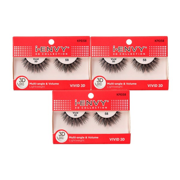 i-ENVY 3 Pairs False Eyelashes 3D Collection Multi-angle & Volume Lightweight Vivid 3D Lashes (KPEI58)