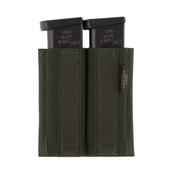 KRYDEX Double 9mm Magazine Holder Elastic Mag Holder with Hook Fasteners for MK3 and MK4 Chest Rig (Ranger Green)