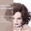 SEVENCOLORS Short Brown Curly Wigs for Black Women Mixed Brown Big Curly Bob Synthetic Wig