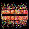 Luminous Nail Art Sequins, Fluorescent 3D Nail Glitter Flakes Design, Butterfly Flowers Stars Heart Letters Nail Decorations Holographic Acrylic Supplies Accessories False Nails Manicure Confetti Kit