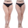 Aneco 4 Pairs Plus Size Fishnet Stockings for Women High Waist Tights Sexy Black Mesh Tights Stockings Thigh High Pantyhose