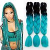 3Pcs/Lot Ombre Braiding Hair Extensions 24" 100g/pcs Synthetic Jumbo Braids Hair Extensions for Twist Crochet Braids (Black and Cyan)
