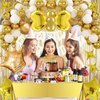 Gold Birthday Decorations - Gold Party Decorations Set with Birthday Banner, Gold White Confetti Balloons, Gold Foil Fringe Curtains, Gold Tablecloth for Girls Women Men Kids Baby
