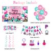 Roetyce Makeup Birthday Party Decorations, 46PCS Makeup Happy Birthday Banner Balloons Hanging Swirl Honeycomb Cake Topper Kit, Spa Themed Birthday Decorations for Girls, Pink Birthday Party Supplies