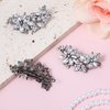 Teaaha 2 PCS Rhinestone Hair Clips, Silver, Floral Style, for Women's Wedding, Bridal, Party, Dance, Prom, Pageant, Bridesmaids, Formal Occasions, Gift, 2 Count