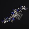 Rumtock Blue Hair Comb with Rhinestones Beads Silver Hair Piece Side Headpiece for Wedding Brides (Blue)