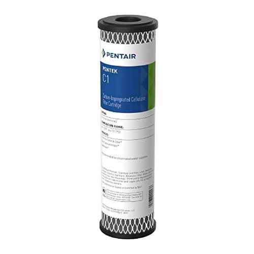 Pentair Pentek C1 Carbon Water Filter, 10-Inch, Under Sink Dual Purpose Powdered Activated Carbon-Impregnated Cellulose Replacement Cartridge, 10" x 2.5", 5 Micron, Black