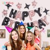 Happy Birthday Balloons Banner, 3D Mylar Foil Letter Birthday Balloons with 6pcs Star Balloons, Birthday Party Decorations for Kids Boys Men Adults Birthday Party Supplies, Black&Rose Gold