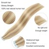 Tape In Hair Extensions Human Hair 14 Inch,Invisible Tape In Hair Extensions Human Hair 20pcs 30g,Seamless Adhesive Tape Ins Human Hair Extensions Straight Skin Weft Real Soft Silky Tape-in Human Hair