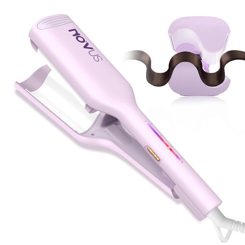 NOVUS Curling Iron Hair Crimper Waver - 1.25 Inch Rovy Wave Curling Iron with Anti-Scald Hair Crimper, Ionic Deep Waver Hair Curler Tool with Ceramic 2 Barrel for Women, 30 Min Auto Shut Off